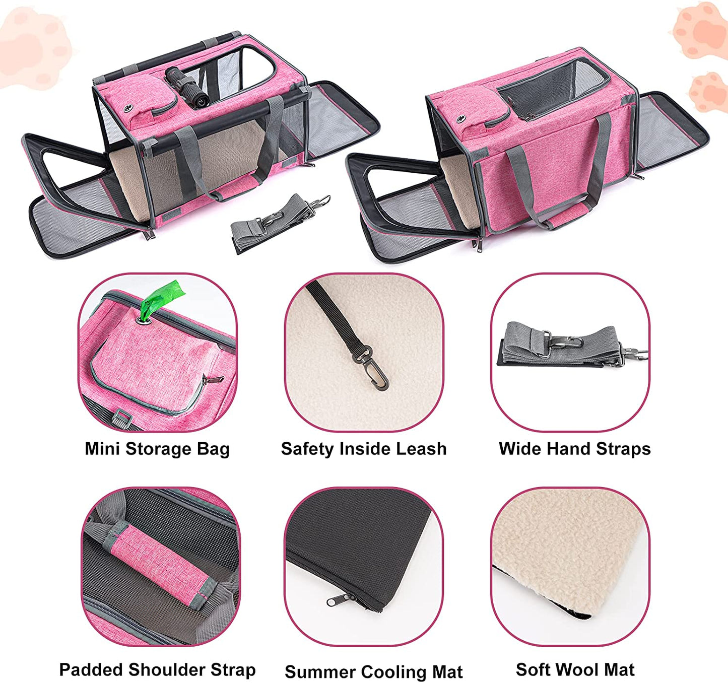 Pet Carrier for Large and Medium Cats, Soft-Sided Pet Carrier for Big Medium Cats and Puppy Dog Carriers Cat Carriers, Pet Privacy Protection Travel Carrier