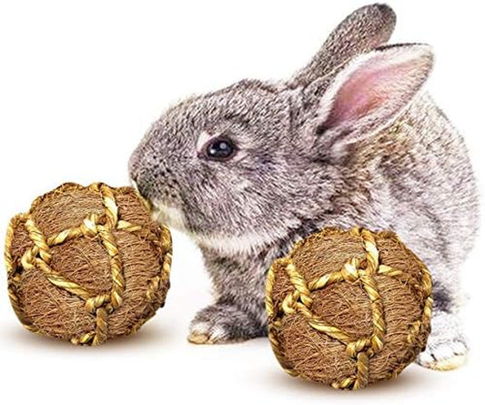 Meric Cocoo 2 Fiber Balls for Rabbits, Pair of Chew Toys, Improves Teeth and Gums, Alleviates Stress, Encourages Activity