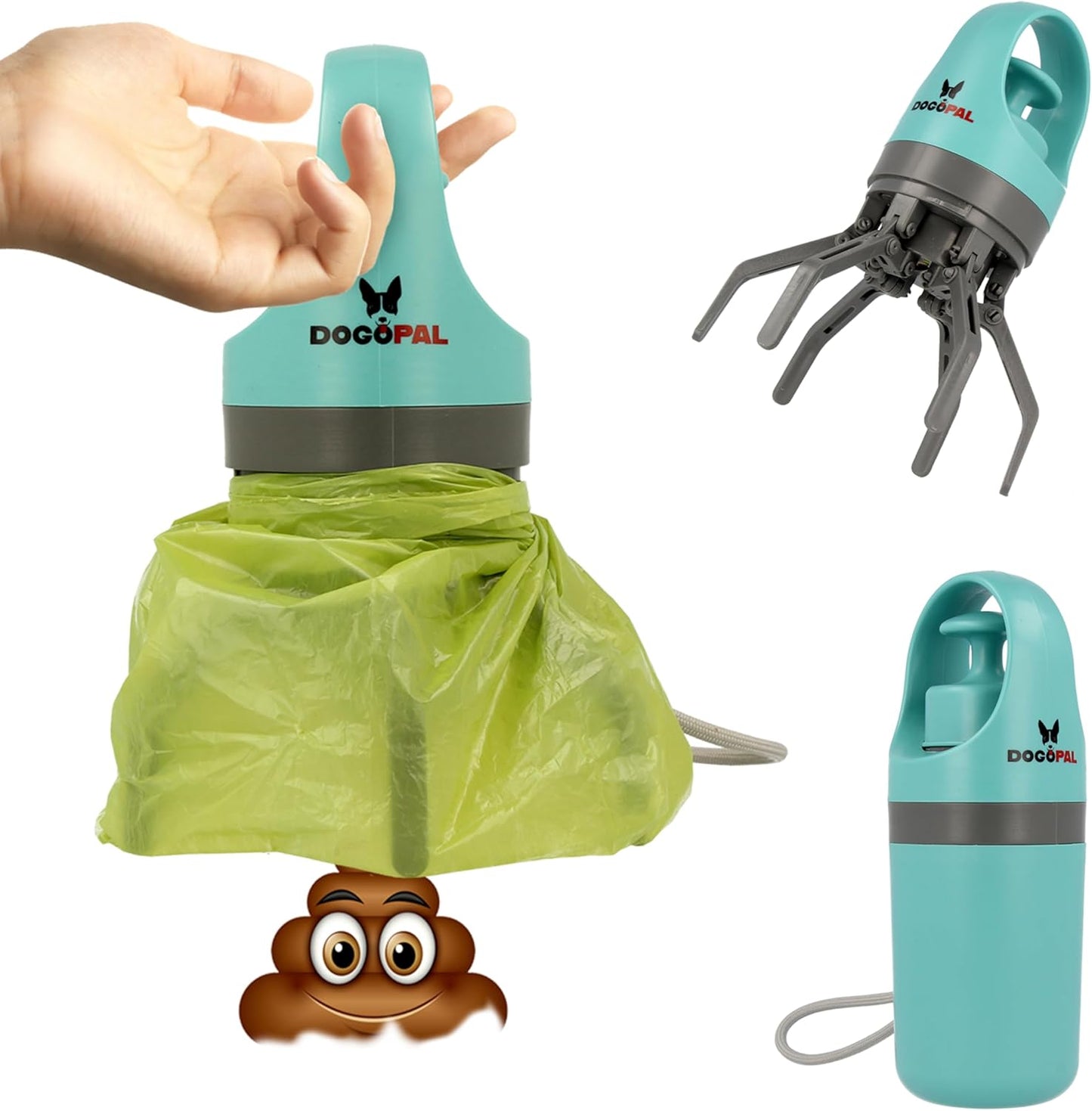 DOGOPAL 360 Portable Pooper Scooper with Bag Attachment & Dispenser – Lightweight Claw Poop Picker – Ideal for Small & Large Dogs – No-Touch, Hands-Free Waste Removal 2.0