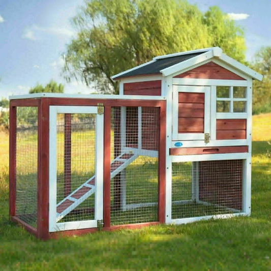 Outdoor Rabbit Hutch Large Pet House Wooden Habitat Small Animal Pet Poultry Cage, Gray