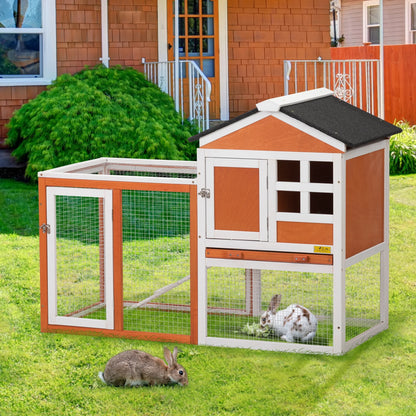 Outdoor Rabbit Hutch Large Pet House Wooden Habitat Small Animal Pet Poultry Cage, Gray